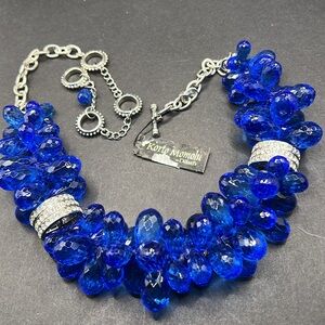 NWT: Korto Momolu blue beaded rhinestone necklace